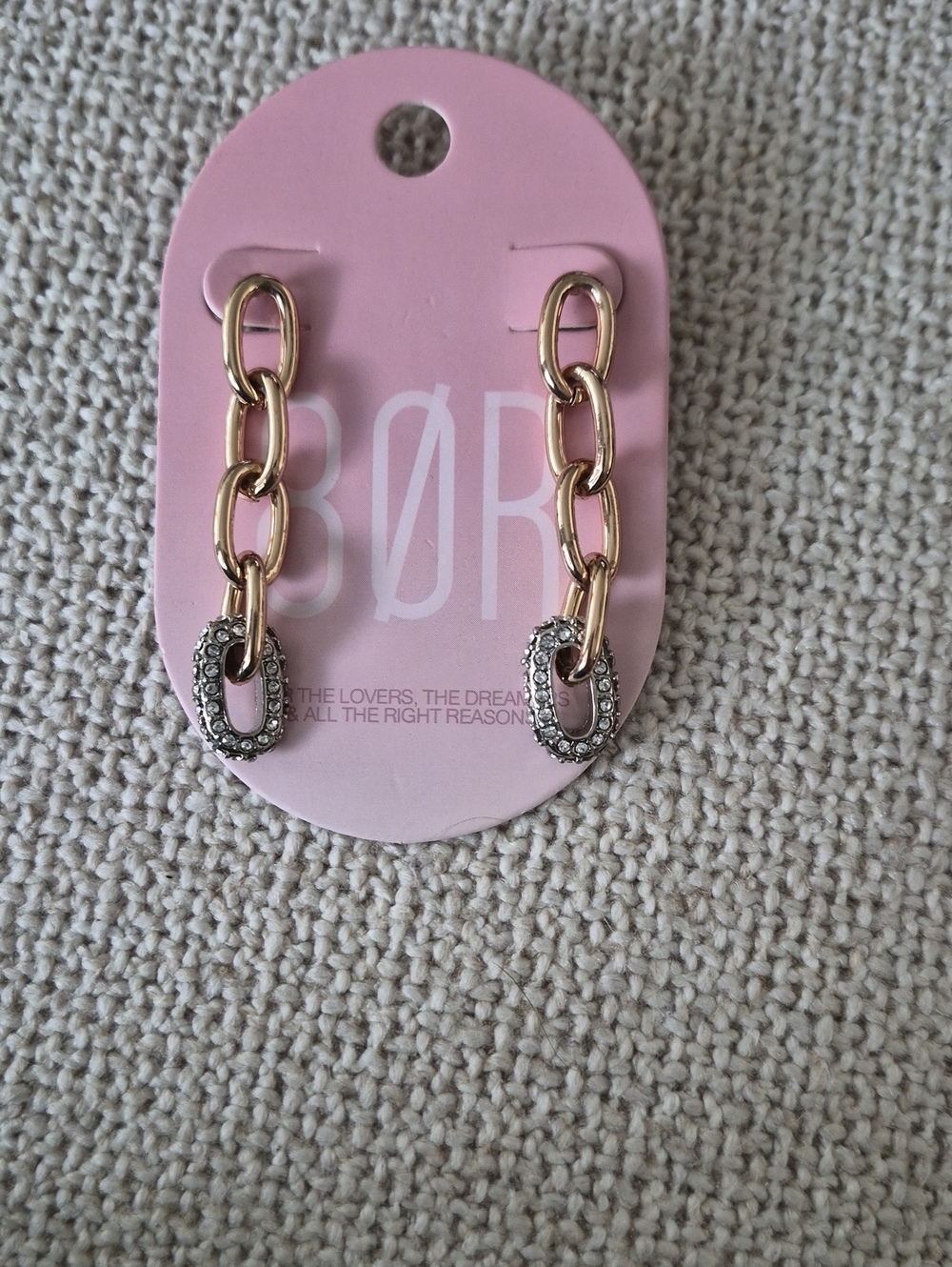Nordstrom ROSE GOLD Tone Chain Drop Earrings with Clear Crystal Links.